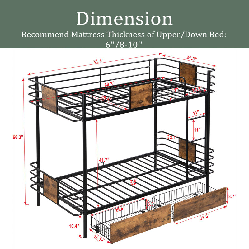 Mason & Marbles Orelia Kids Extra Long Twin Over Extra Long Twin Bunk